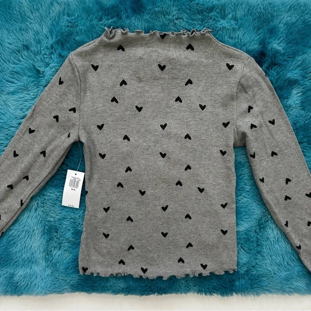 Old Navy Gray Heart Pattern Kids Top Size XS Girls